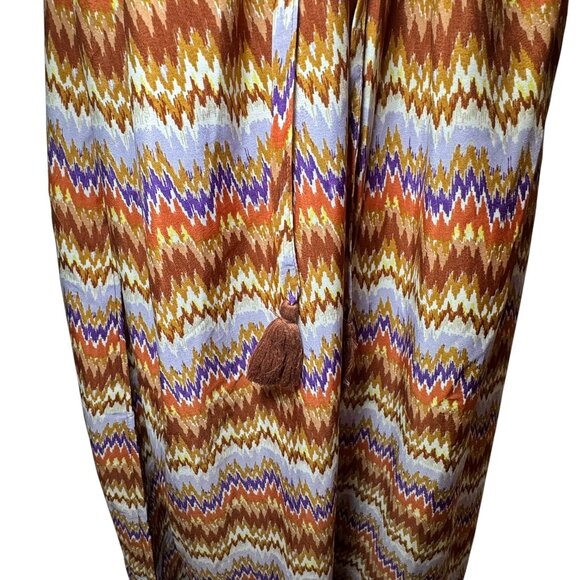 World Market Mira Brown And Purple Ritmo Geometric Kaftan Dress S/M - Picture 6 of 11